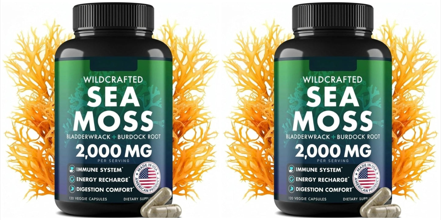 Wildcrafted Sea Moss Capsules | Bladderwrack & Burdock 2000mg