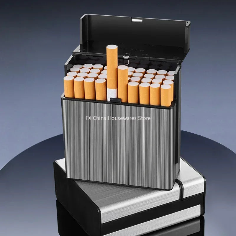Large Capacity Cigarette Case Automatic Flip Cover Hold 40pcs Cigarettes Anti Pressure Portable Pocket Storage Box Smoking Tools Peaceful Pleasures Health and Wellness