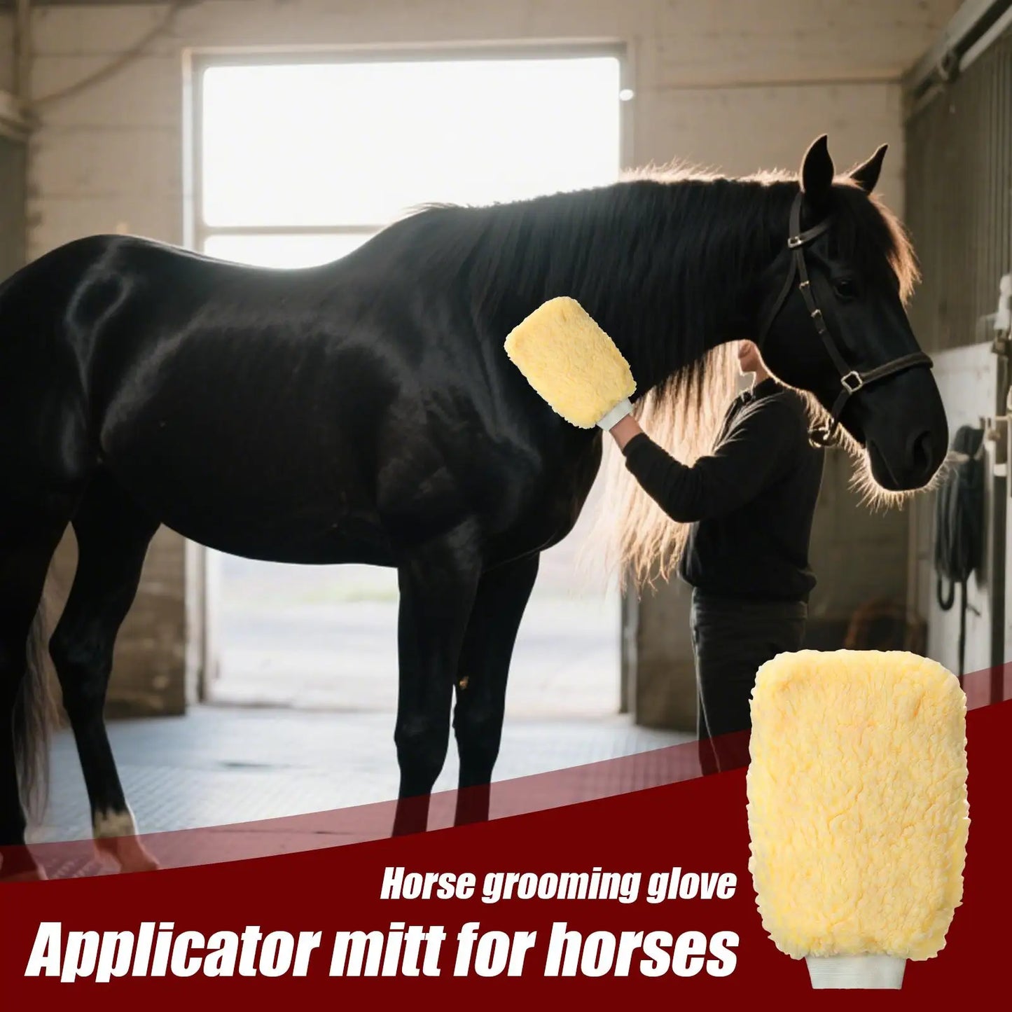 Tick Mitt Applicator Glove for Horses, Fleece Grooming Mitt for Bathing Cleaning, Multifunctional Animal Glove Cats Dogs Bunny Peaceful Pleasures Health and Wellness