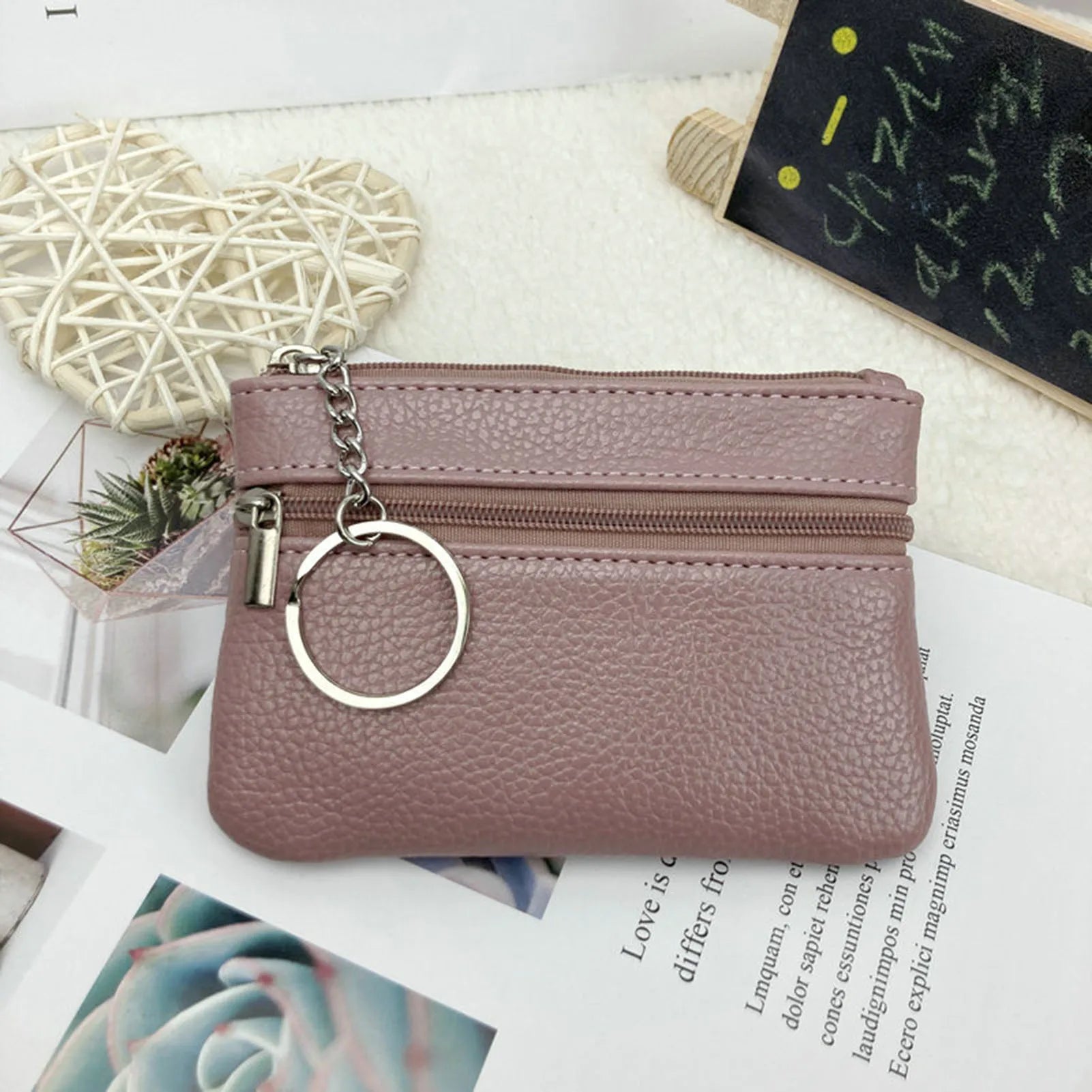 Women PU Leather Coin Wallet Portable Comfortable Coin Purse with Loop Gift for Birthday Christmas Day Peaceful Pleasures Health and Wellness