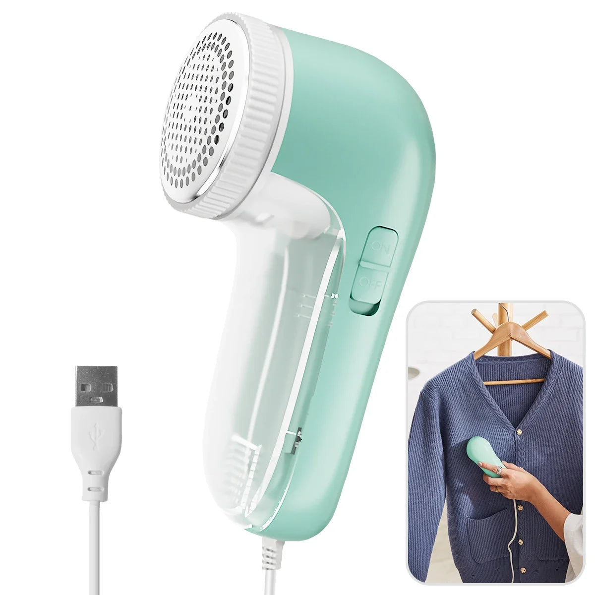 Electric Portable Fabric Lint Remover Household Clothes Shaver Professional Fuzz Trimmer with Brush Blade for Fabric Fluff Remov Peaceful Pleasures Health and Wellness Green