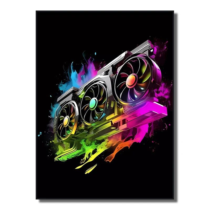 Neon Red Video Game Character Canvas Wall Art | Unframed Poster