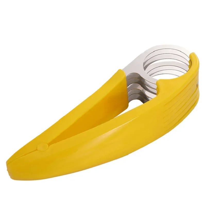 Creative Banana Slicer Stainless Steel Vegetable Fruit Sharp Cutter Sausage Kitchen Accessories Tool Peaceful Pleasures Health and Wellness Yellow