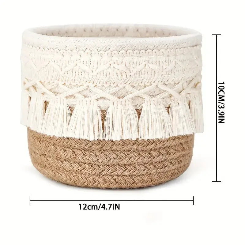 New Tassel Style Makeup Brush Holder Desktop Cotton Rope Compiled Storage Box For Cosmetic Storage Basket Cosmetic Organizer Box Peaceful Pleasures Health and Wellness