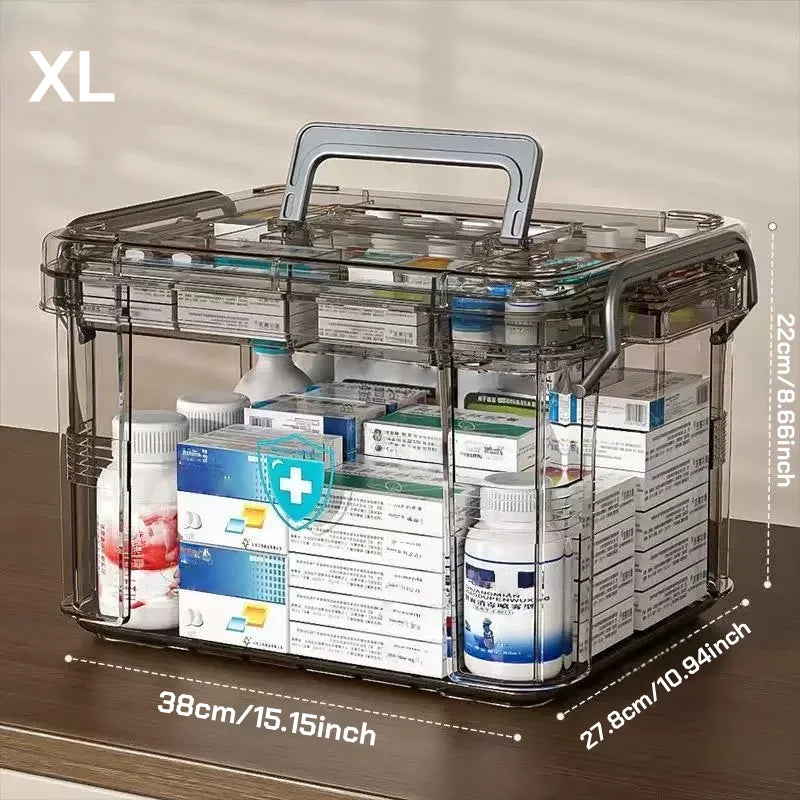 Clear Medicine Organizer Storage Box with Tray | First Aid Chest