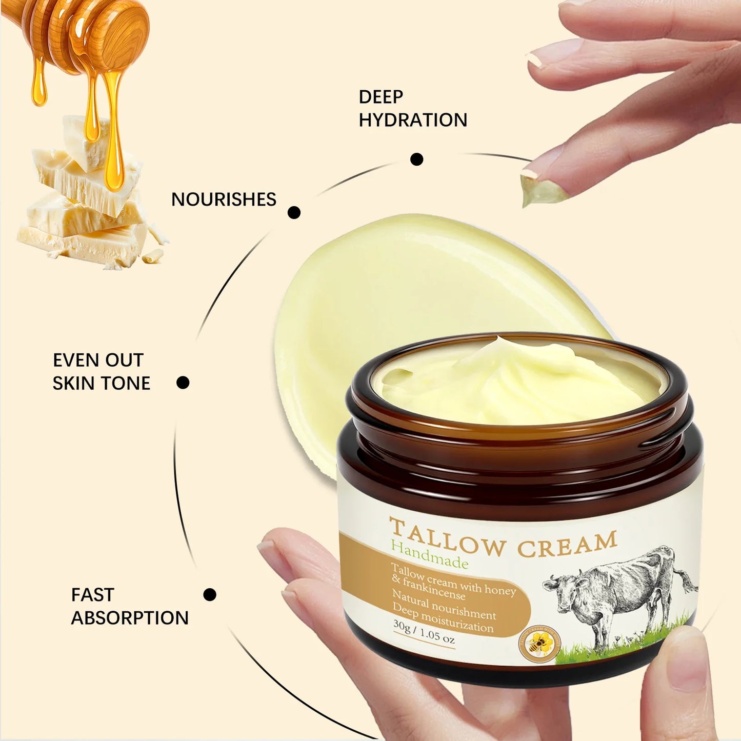 Organic Tallow Balm – Natural Face Moisturizer | YURHERSU 50ml