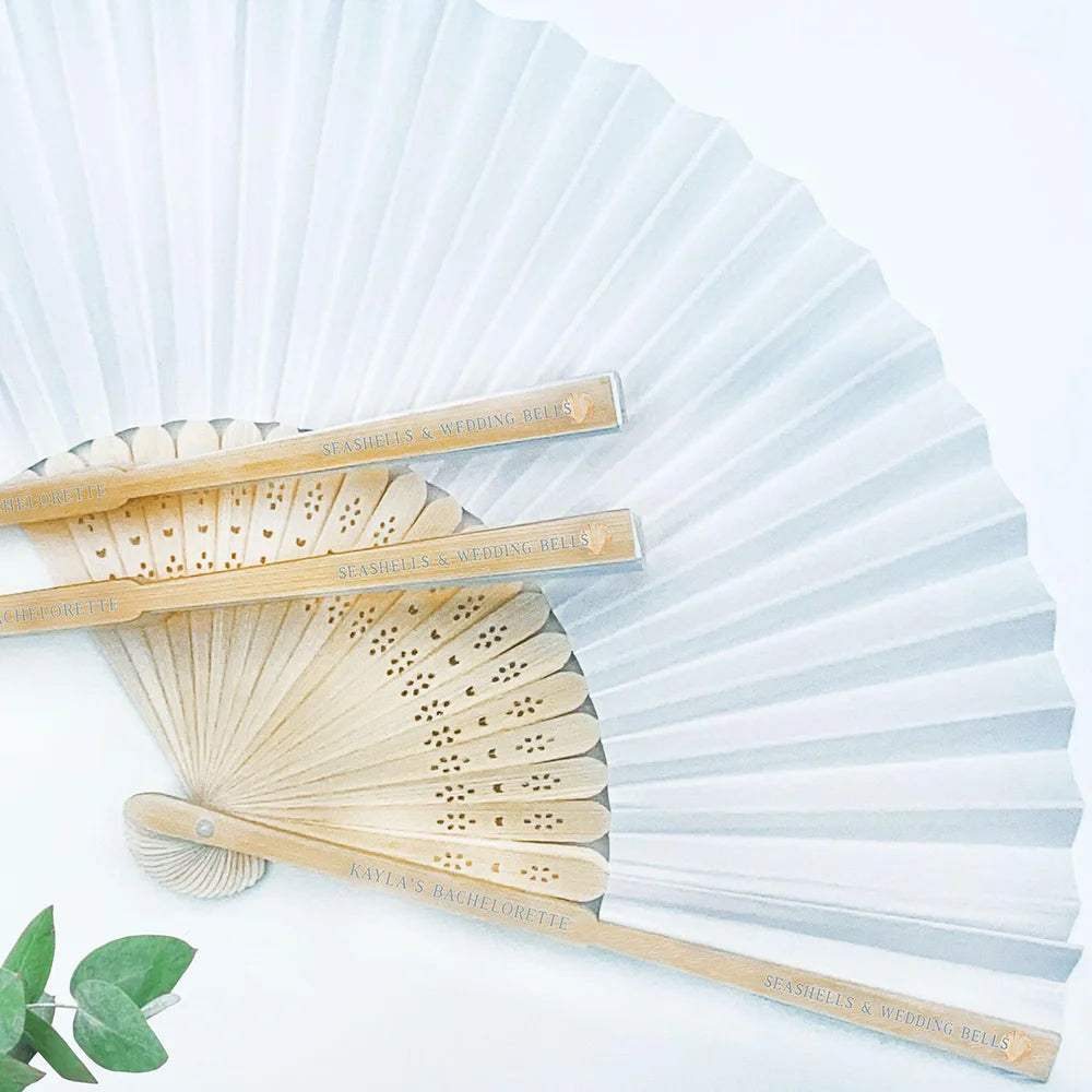Personalized Seashell Folding Fan – Beach Wedding & Bachelorette Favor