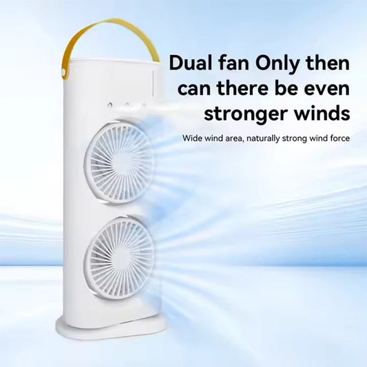 3 in 1 Double Head Spray Mist Fan Portable Air Conditioners USB Cable Electric Fan LED Light Water Mist Fan Air Humidifier Peaceful Pleasures Health and Wellness