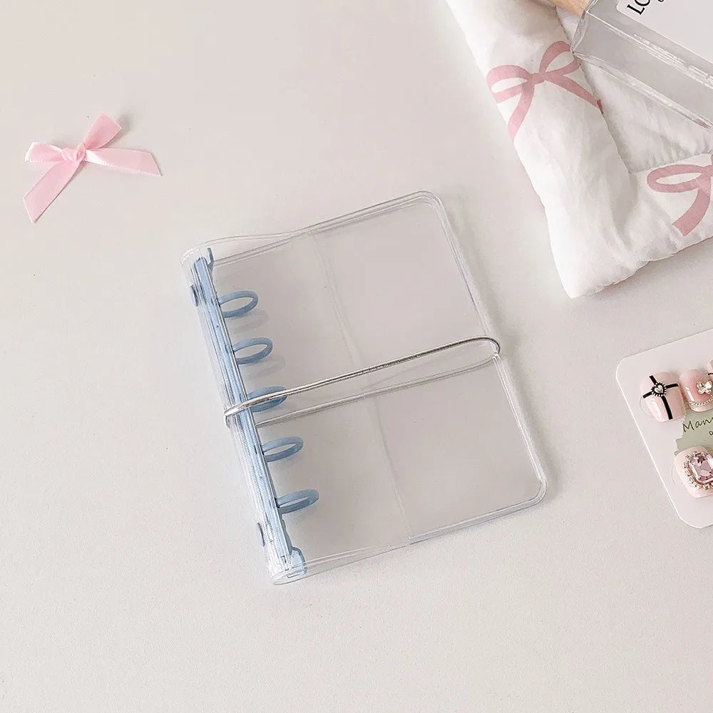 Portable Clear View Transparent Display Album Cover Waterproof PVC M5 Photo Card Holder Idol Pictures Storage Loose-Leaf Booklet Peaceful Pleasures Health and Wellness Blue M5 Cover