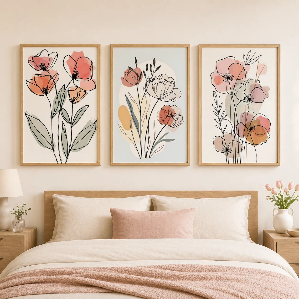 Nordic Tulip Canvas Wall Art | Minimalist Flower Poster Print Canvas Wall Art Peaceful Pleasures Health and Wellness