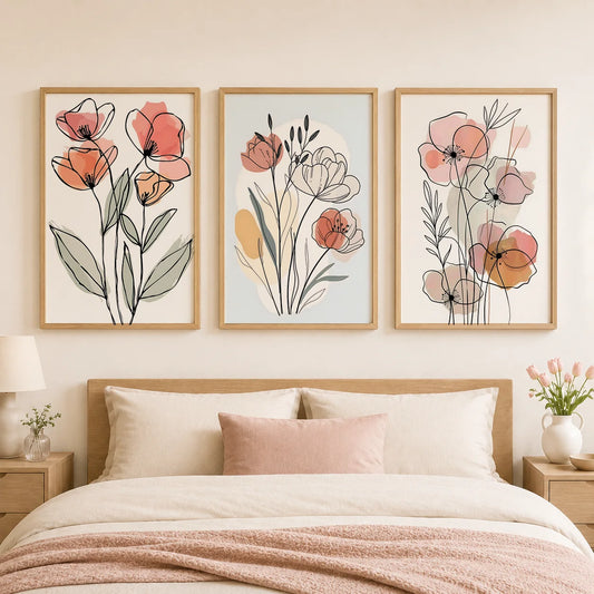 Nordic Tulip Canvas Wall Art | Minimalist Flower Poster Print Canvas Wall Art Peaceful Pleasures Health and Wellness