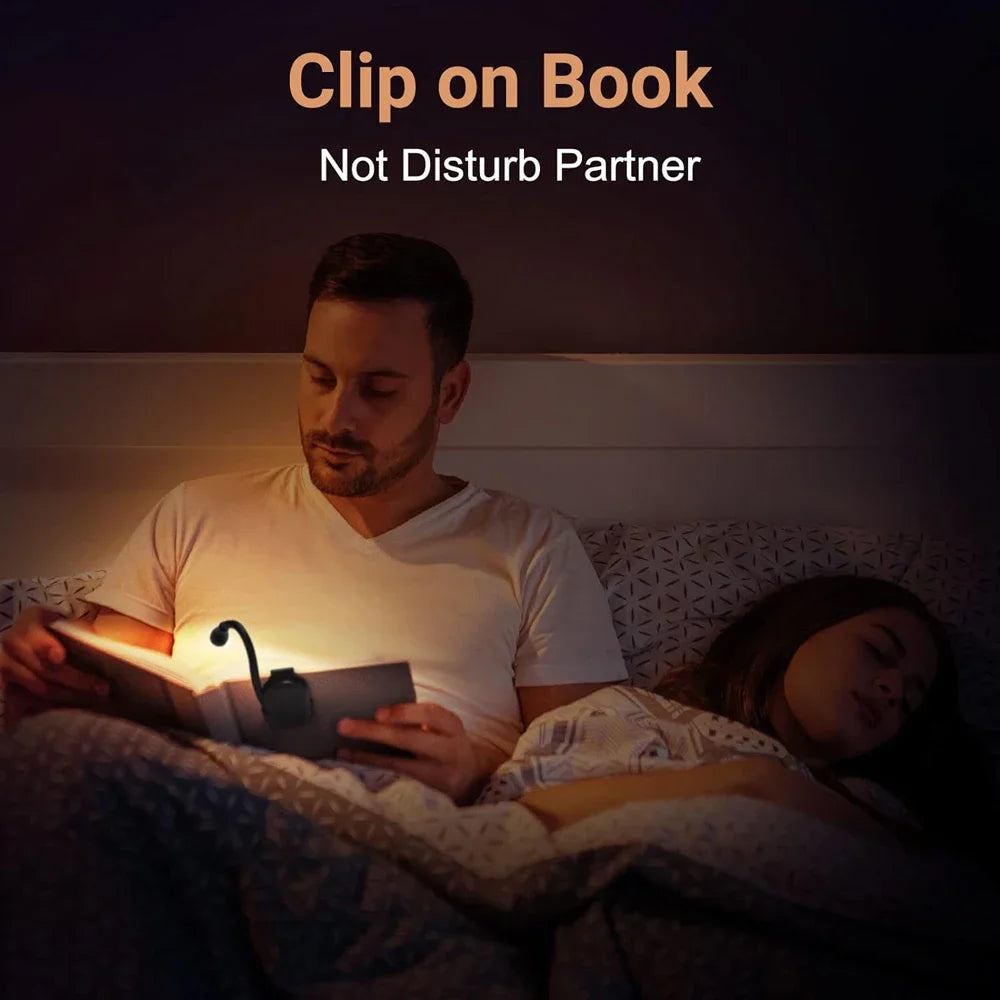 3 Color Mini LED Book Light Eye Protection Adjustable Clip 360° Flip Study Lamp Rechargeable For Travel Bedroom Reading Peaceful Pleasures Health and Wellness
