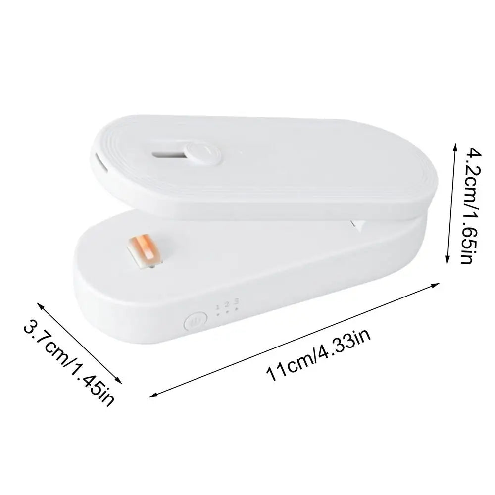 Bag Sealer And Cutter Rechargeable Food Saver Kitchen Gadgets Snack Bag Sealer With Cutter And Magnet For Home Pantry Travel Peaceful Pleasures Health and Wellness China Mainland White