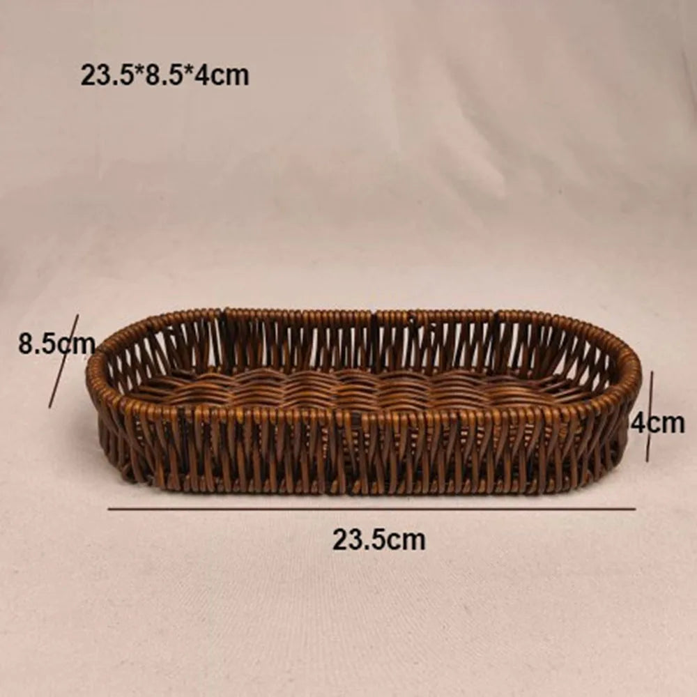 Hardness Rattan Wicker Woven Serving Baskets Household 6 Styles Bread Fruit Vegetables Basket Handwoven Rattan Basket Peaceful Pleasures Health and Wellness 4