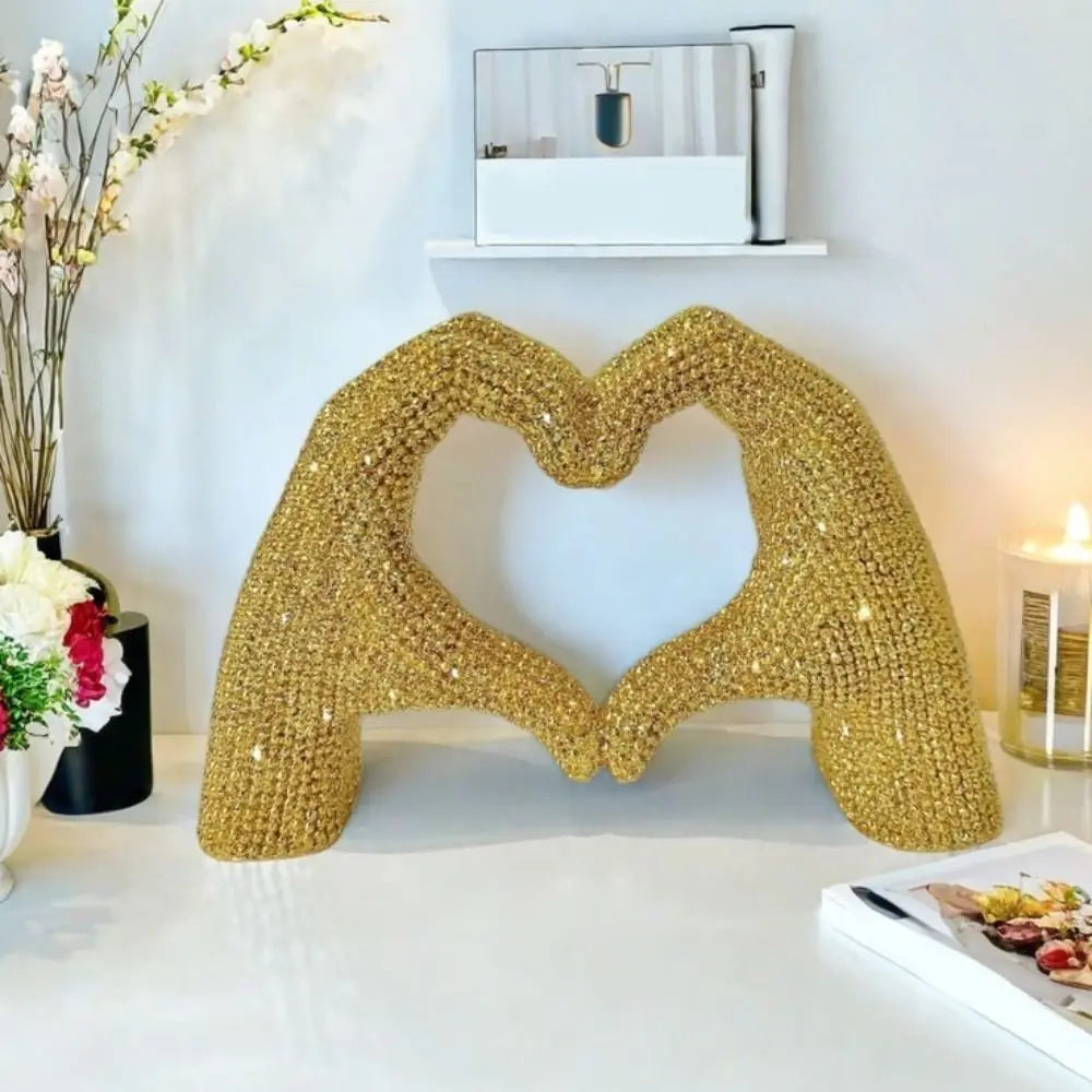 Abstract Resin Heart Finger Sculpture – Decorative Love Statue