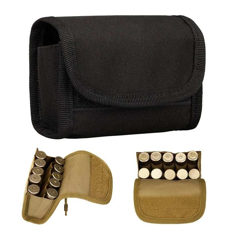 10 Round Molle Shell Pouch 12 GA Gauge Mag Ammo Carrier Waist Bag Airsoft Gun Bullet Holder Rifle Cartridge Hunting Accessories Peaceful Pleasures Health and Wellness