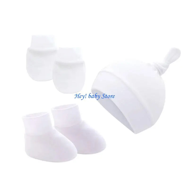 Newborn Baby Cotton Hat Mittens & Socks Set | 0-12 Months