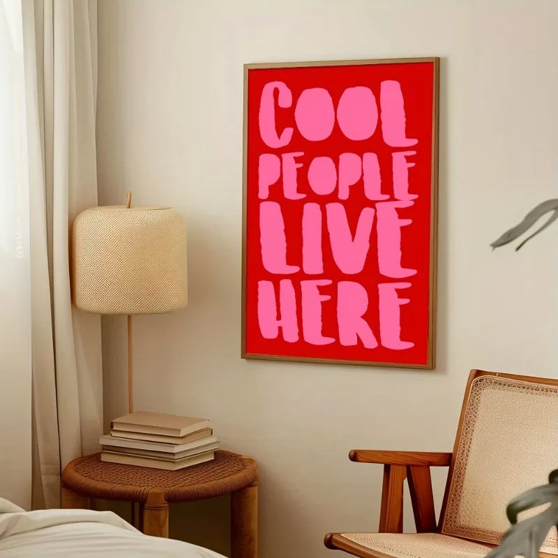 Cool People Live Here" Vintage-Inspired Canvas Art Poster Unframed, Waterproof Print for Bedroom, Living Room, Home Office Decor Peaceful Pleasures Health and Wellness