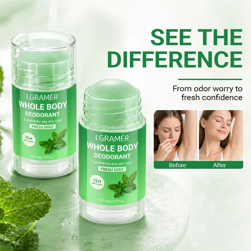 LGRAMER Mint Deodorant Stick – Unisex Odor Control Travel Size