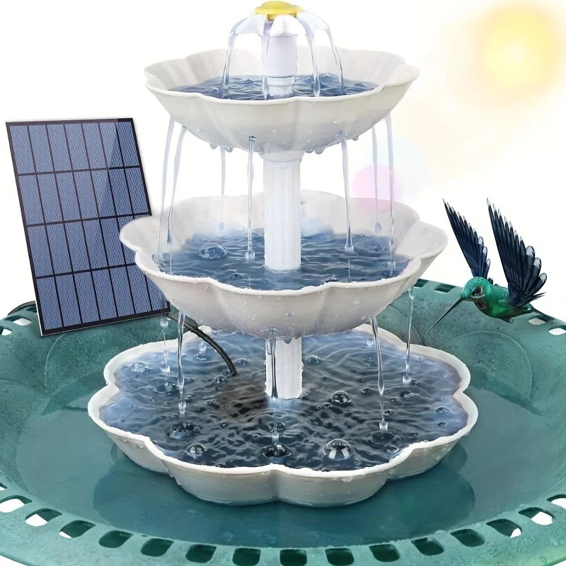 3.5W Solar Bird Bath Fountain – 3-Layer Flowing Water Feature