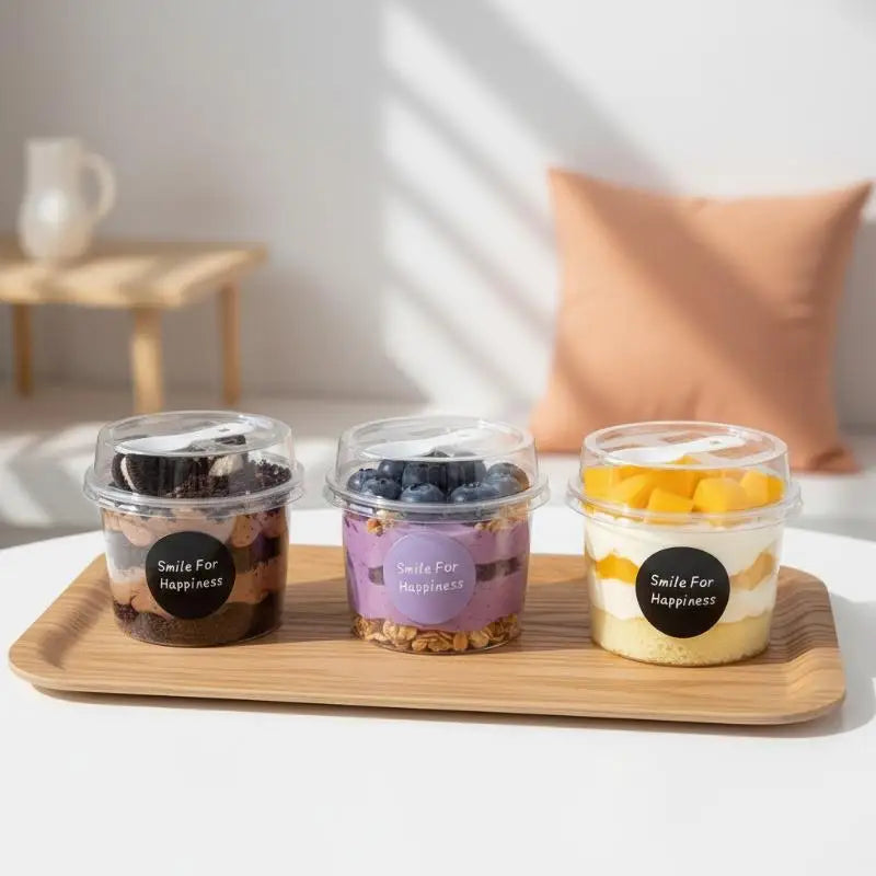10-Pack Clear Dessert Cups with Lids & Spoons | 250ml Party Cups