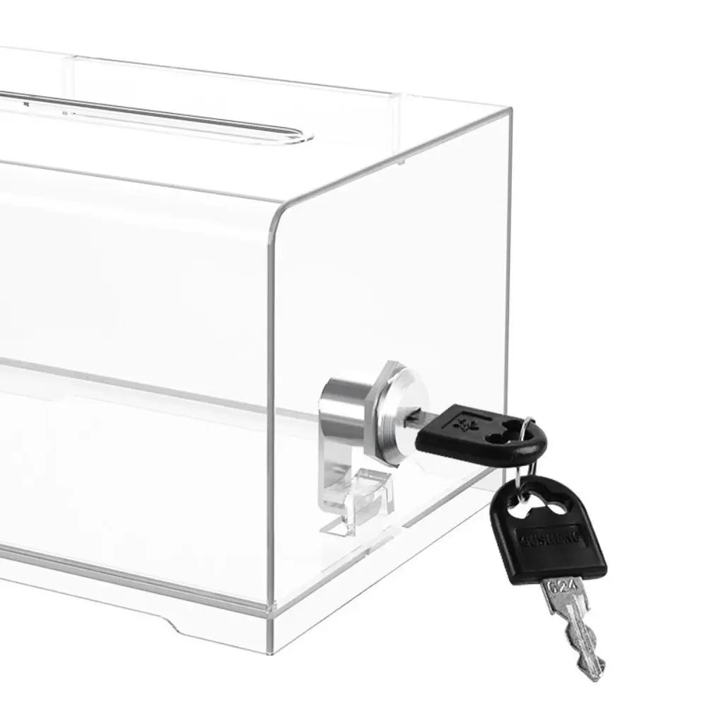 With Lock Acrylic Donation Box Voting Charity Sign Holder Portable Ballot Box Transparent Complaint Box Suggestion Box Peaceful Pleasures Health and Wellness