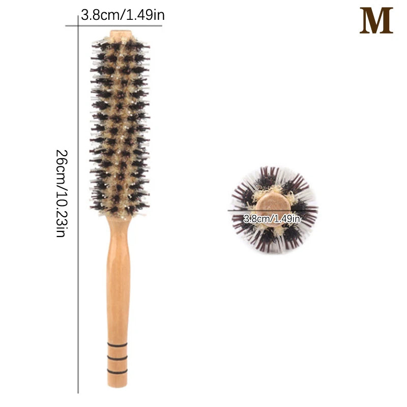 Natural Boar Bristle Roller Hair Brush for Women Hair Brushes Peaceful Pleasures Health and Wellness M