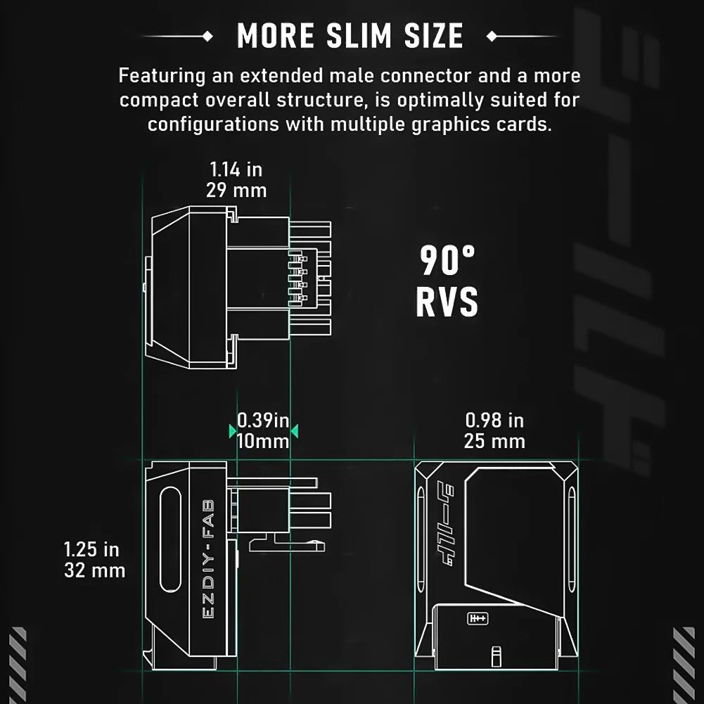 600W PCIe 5.0 16-Pin 90° Right Angle GPU Power Adapter 12VHPWR
