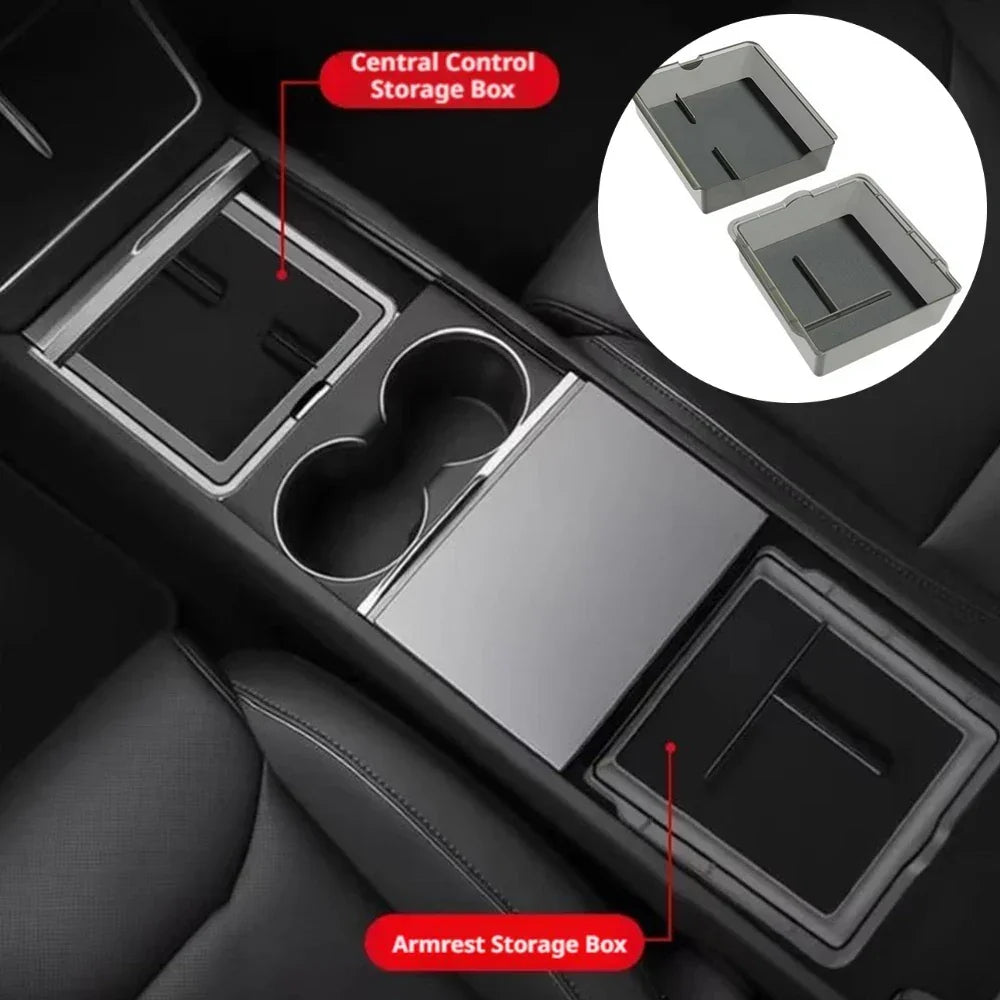 ABS Armrest Box Storage Silicone Mat Center Console Organizer For Tesla Model YL Juniper Console Organizer Box Accessories Peaceful Pleasures Health and Wellness