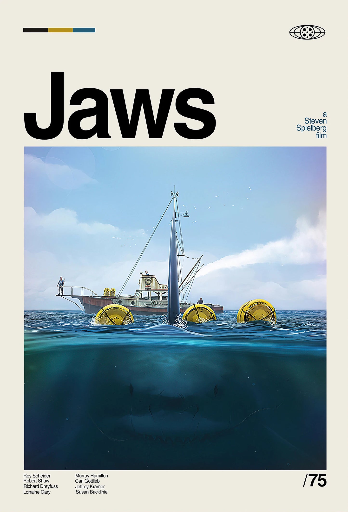 Jaws Posters Shark Canvas Painting Mordern Wall Art Picture Living Room Bedroom Home Decor American Classic Horrible Movie Peaceful Pleasures Health and Wellness T80296-13 50x70cm Unframed