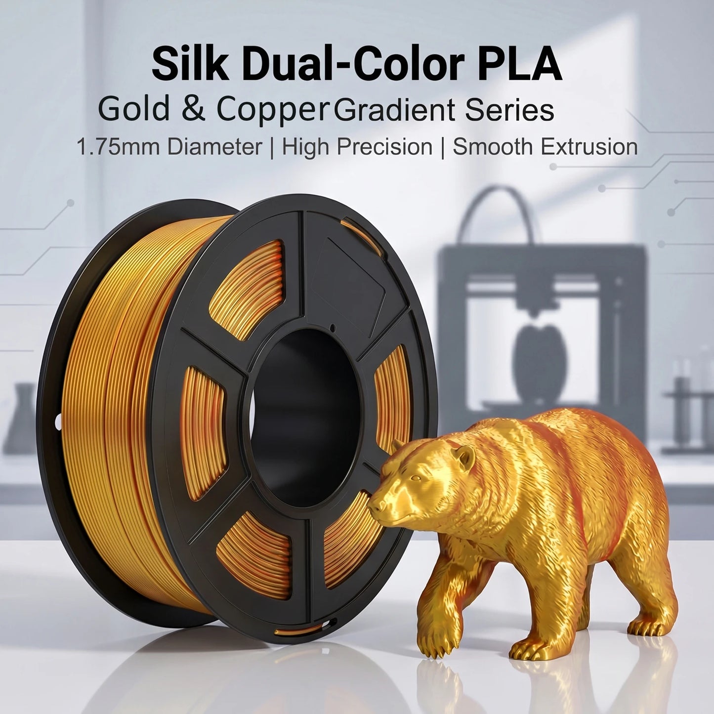 Silk PLA+ Dual Color 3D Filament 1.75mm | DINGSUN 3D Gradient