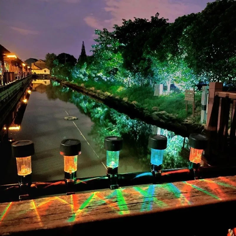 Solar Pool Lights Waterproof LED Fence & Ground Lamp Set