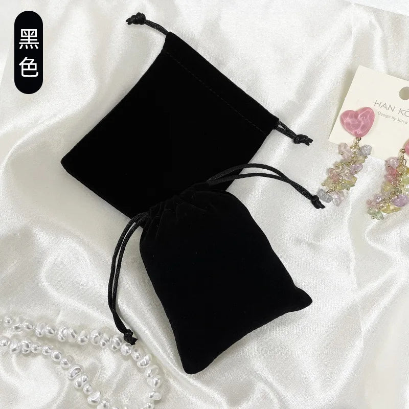 100pcs Velvet Bags 7x9cm String Bag Drawable Jewelry Packaging Bag Gift Wedding Party Display Present Sweets Packing Pouches Peaceful Pleasures Health and Wellness Black Other 7x9cm