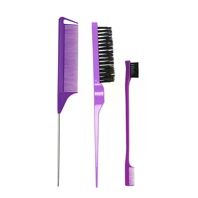 3-Piece Hair Styling Comb & Brush Set – Edge & Rat Tail Comb Hair Comb Brush Set Peaceful Pleasures Health and Wellness