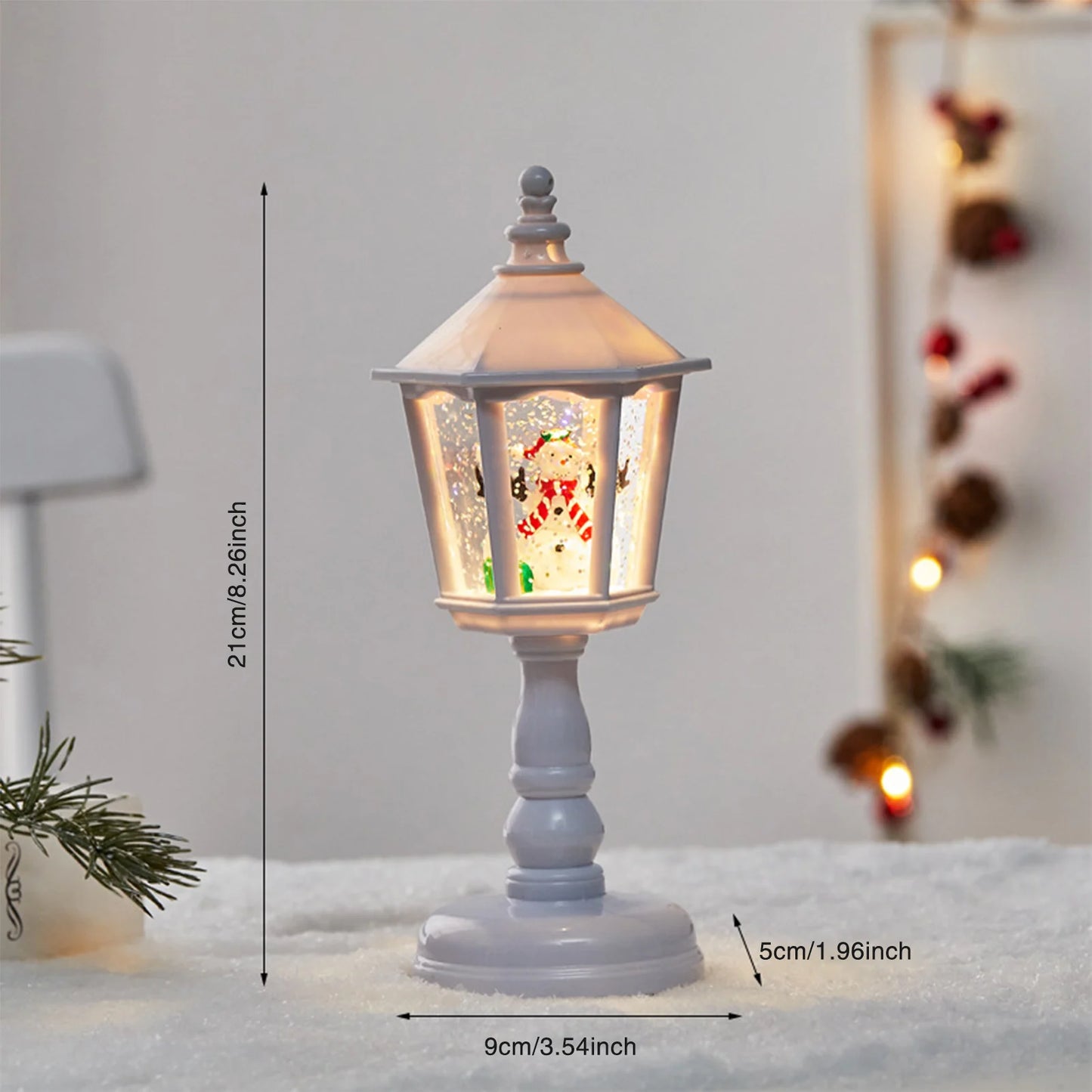 Christmas Water Snow Globe Lamp with Light and Music Santa Claus Scene Hexagon Base Desktop Decor for Holiday Home Party Gift Peaceful Pleasures Health and Wellness