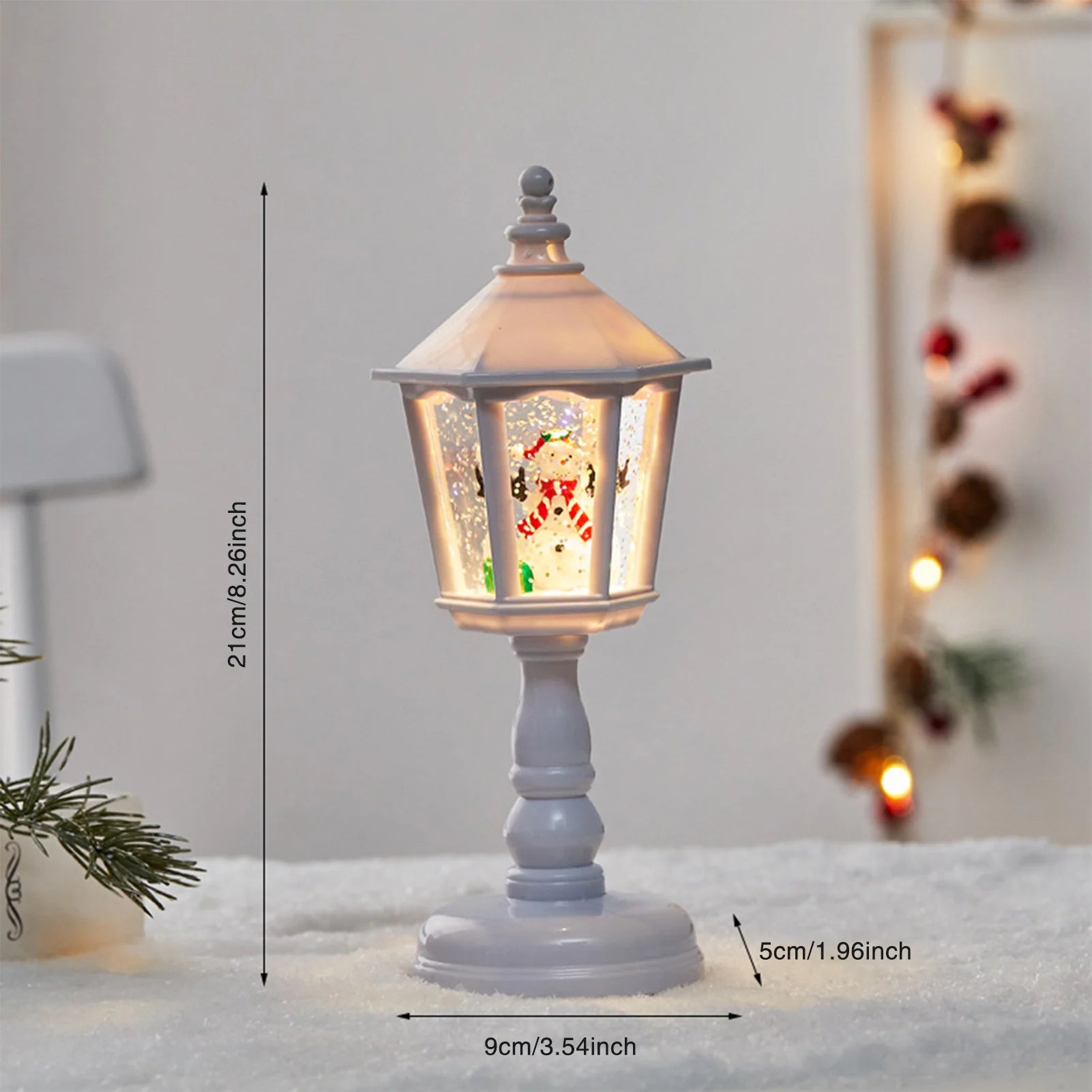 Christmas Water Snow Globe Lamp with Light and Music Santa Claus Scene Hexagon Base Desktop Decor for Holiday Home Party Gift Peaceful Pleasures Health and Wellness