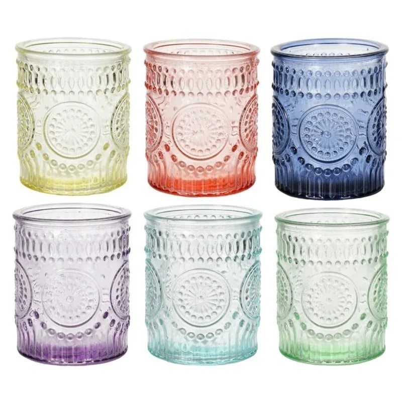 12-Pack Glass Candle Holders | Multicolor Table Decor & DIY Jars