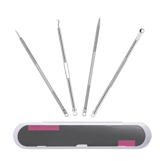 4-Pack Stainless Steel Blackhead & Comedone Extractor Kit Skin Extractor Kit Peaceful Pleasures Health and Wellness