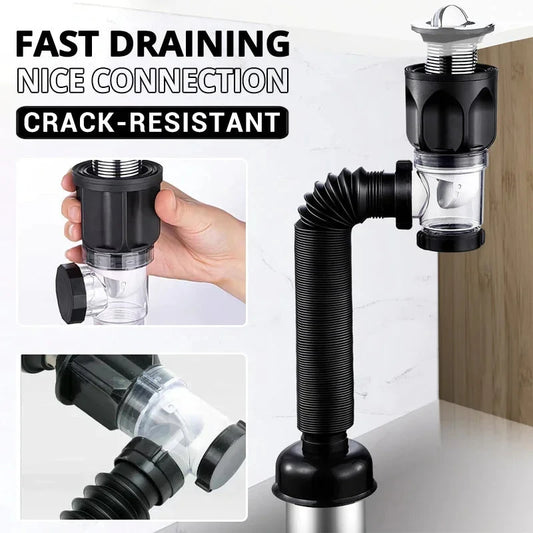 Flip-Top Anti-Odor Sink Drain Set | Flexible Anti-Clog Pipe Sink Drain Set Peaceful Pleasures Health and Wellness