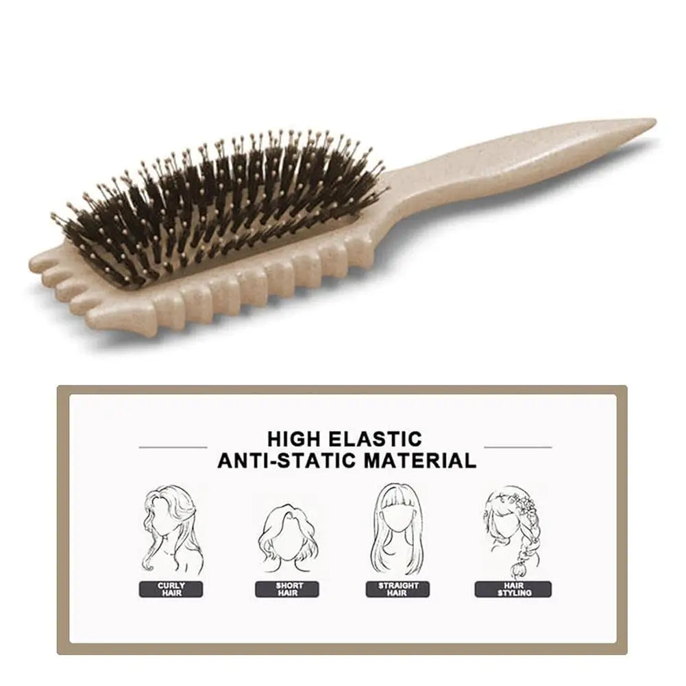 Styling Curly Hair Styling Brush Scalp Massage Wild Boar Curling Comb Untie Curly Brush Tangled Barber Hair Styling Tools Peaceful Pleasures Health and Wellness
