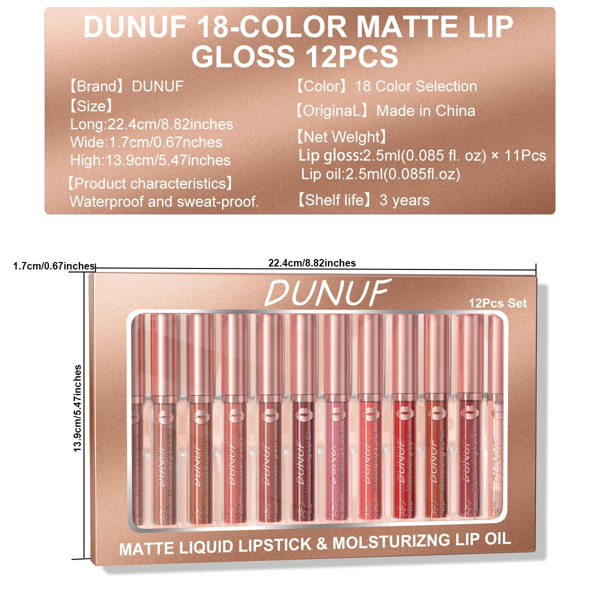 12-Pc Matte Lipstick Set – Waterproof & Long-Lasting Lip Gloss
