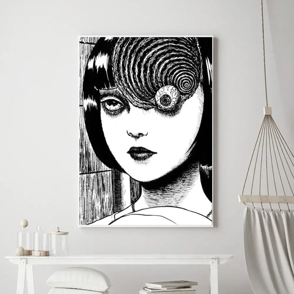 Junji Ito Horror Anime Canvas Poster | Dark Aesthetic Wall Art
