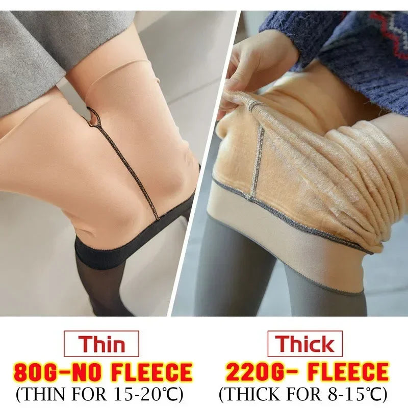 Women's Fleece-Lined Thermal Tights – Warm Winter Pantyhose