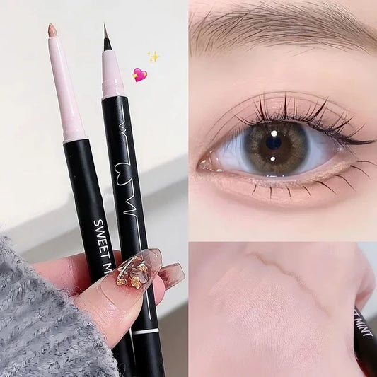 Double-Ended Silkworm Highlighter & Contour Eye Makeup Pen Eye Highlighter Pen Peaceful Pleasures Health and Wellness 02-No Box