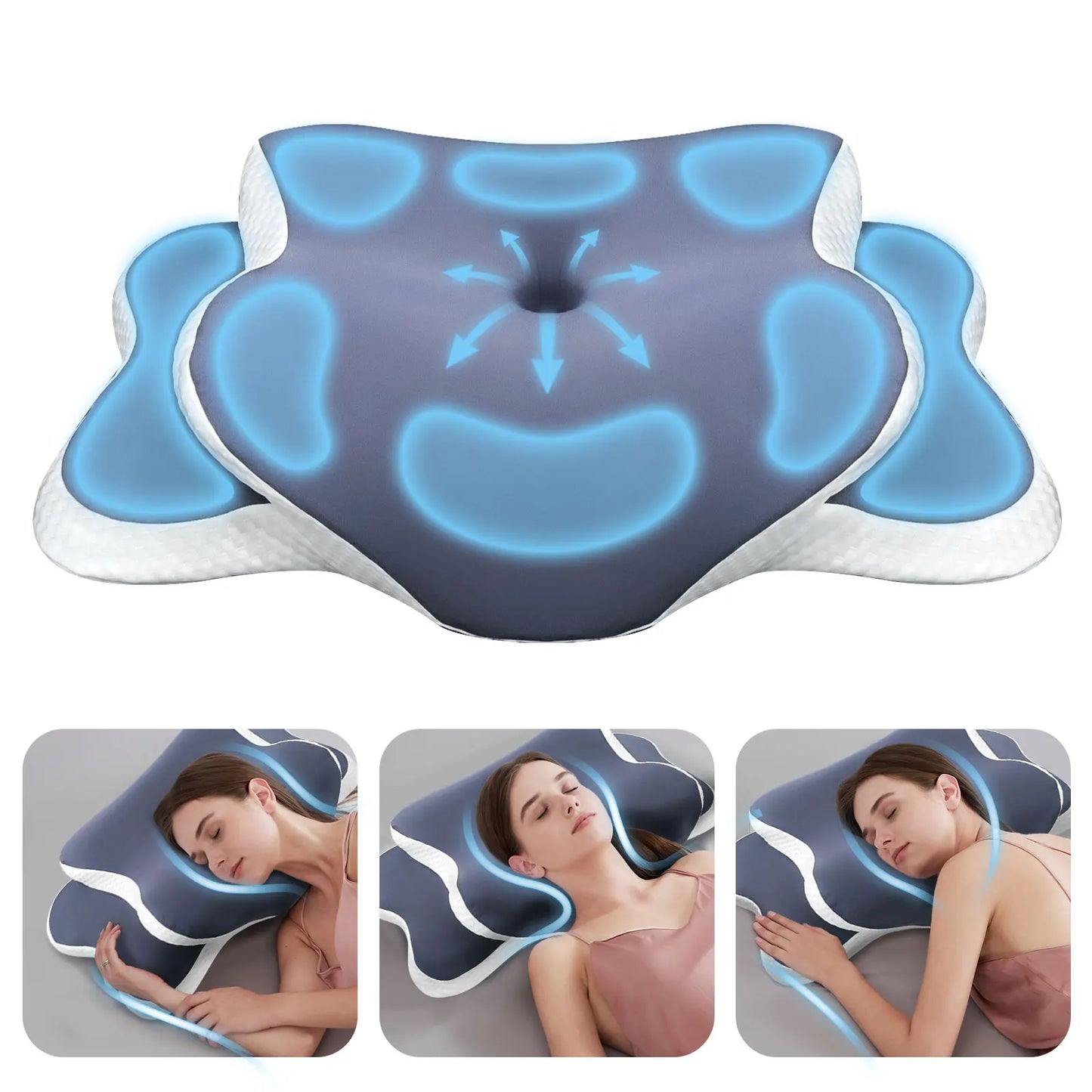 Cervical Pillow Memory Foam Pillow Neck Pain Relief Contour Ergonomic Orthopedic Neck Support for Side Back Stomach Sleeper Peaceful Pleasures Health and Wellness