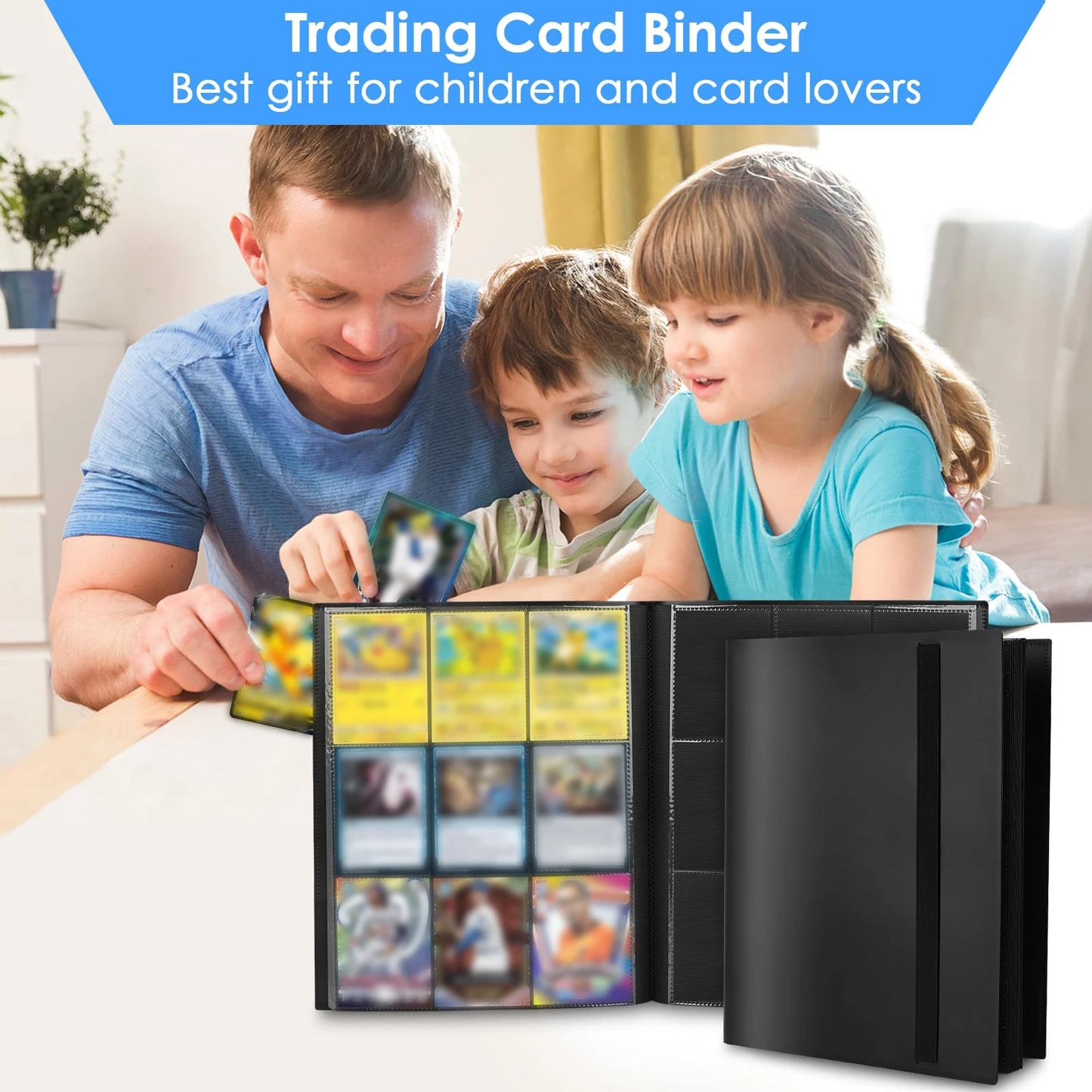 Card Binder 9-Pockets Trading Card Collector Holder Kpop Idol Photo Albums Portable Storage Case for TCG & Sports Game Cards Peaceful Pleasures Health and Wellness