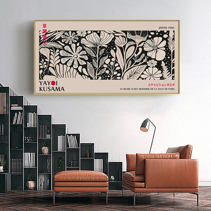 Abstract Yayoi Kusama Flower Japanese Exhibition Art Poster Vintage Print Canvas Painting Modern Room Wall Home Decor cuadros Peaceful Pleasures Health and Wellness