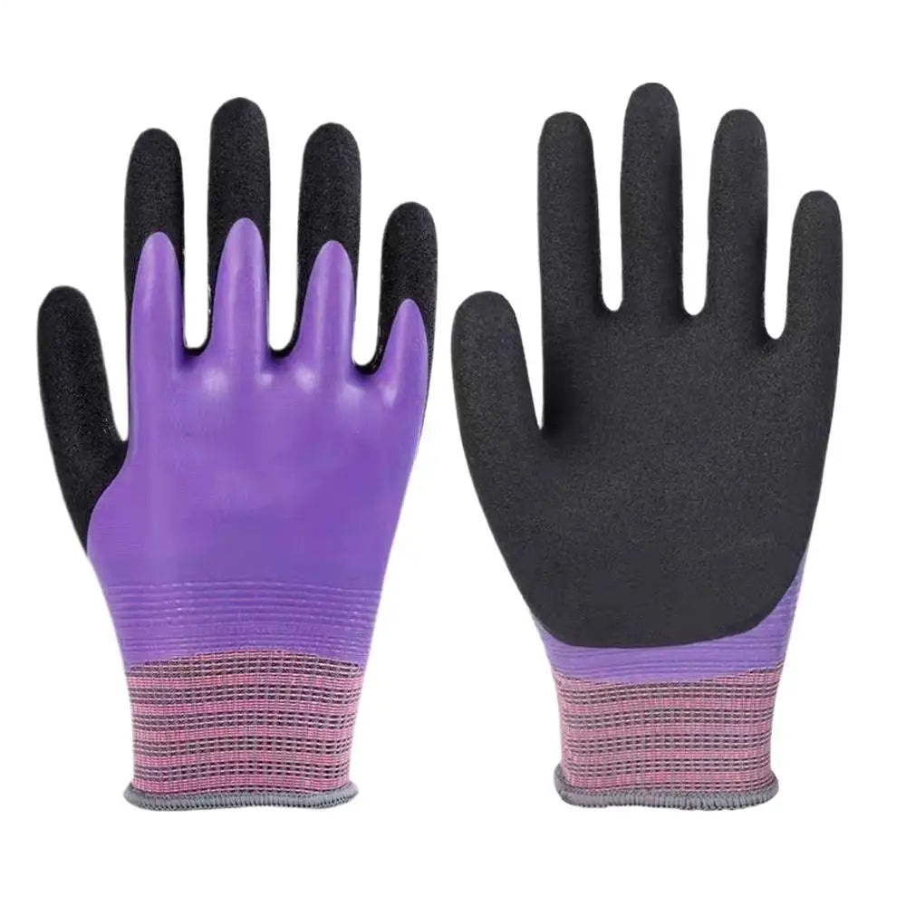 Waterproof Latex Safety Gloves, Non-Slip Elastic Work Mitts For Women Cleaning Kitchen Cooking Gardening drop shipping Peaceful Pleasures Health and Wellness Purple 1 pair