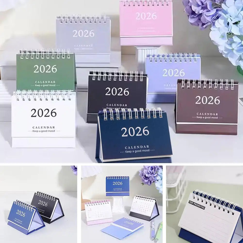 2026 Mini Desk Calendar Simple Style English Mini Desk Calendar Desktop Display Portable Decoration Handmade Diary Peaceful Pleasures Health and Wellness