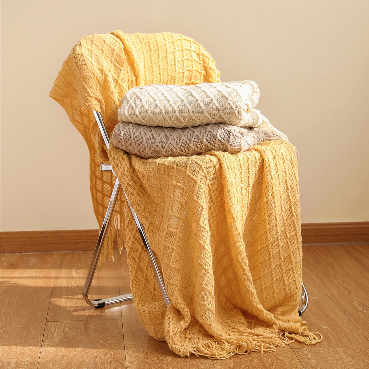 Battilo Orange Red Knitted Throw Blanket Fall Knit Throws for Bed Plaid Bedspread On The Bed Decorative Sofa Blanket Fall Decor Peaceful Pleasures Health and Wellness